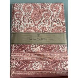 Mahogany Alice Coral Printed Tablecloth 60x60 Square 100% Cotton Paisley Floral